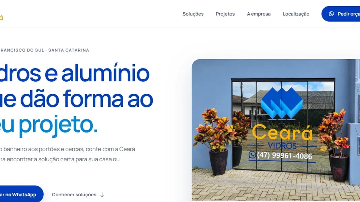 Captura do site Ceará Vidros