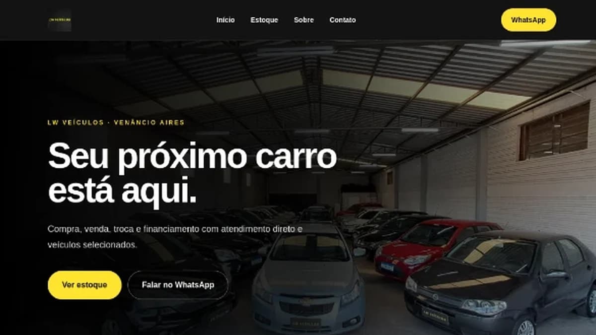 Captura do site LW Veículos