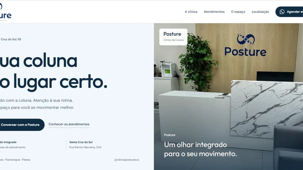 Captura do site Posture — Clínica da Coluna